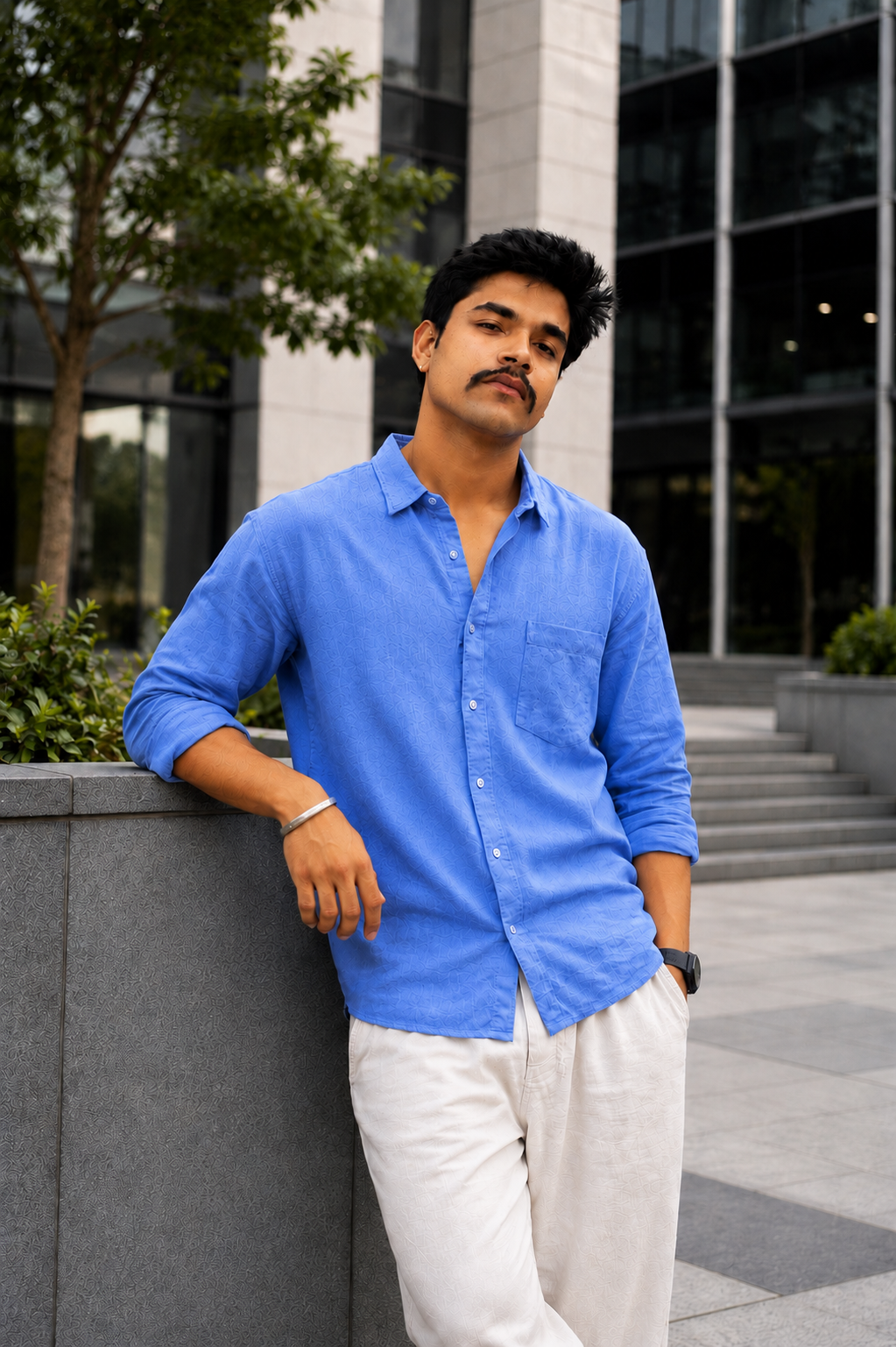 Sky Blue Premium Casual Linen Shirt for Men