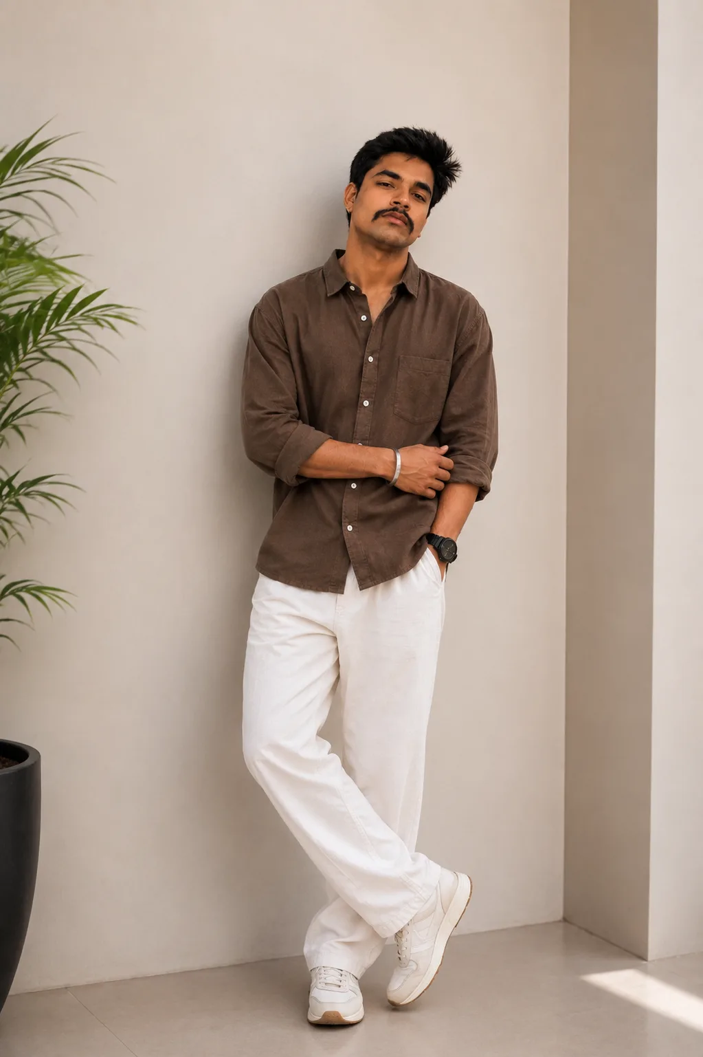 Men’s Maroon Casual Linen Shirt – Premium Relaxed Fit Full Sleeve Shirt for Men