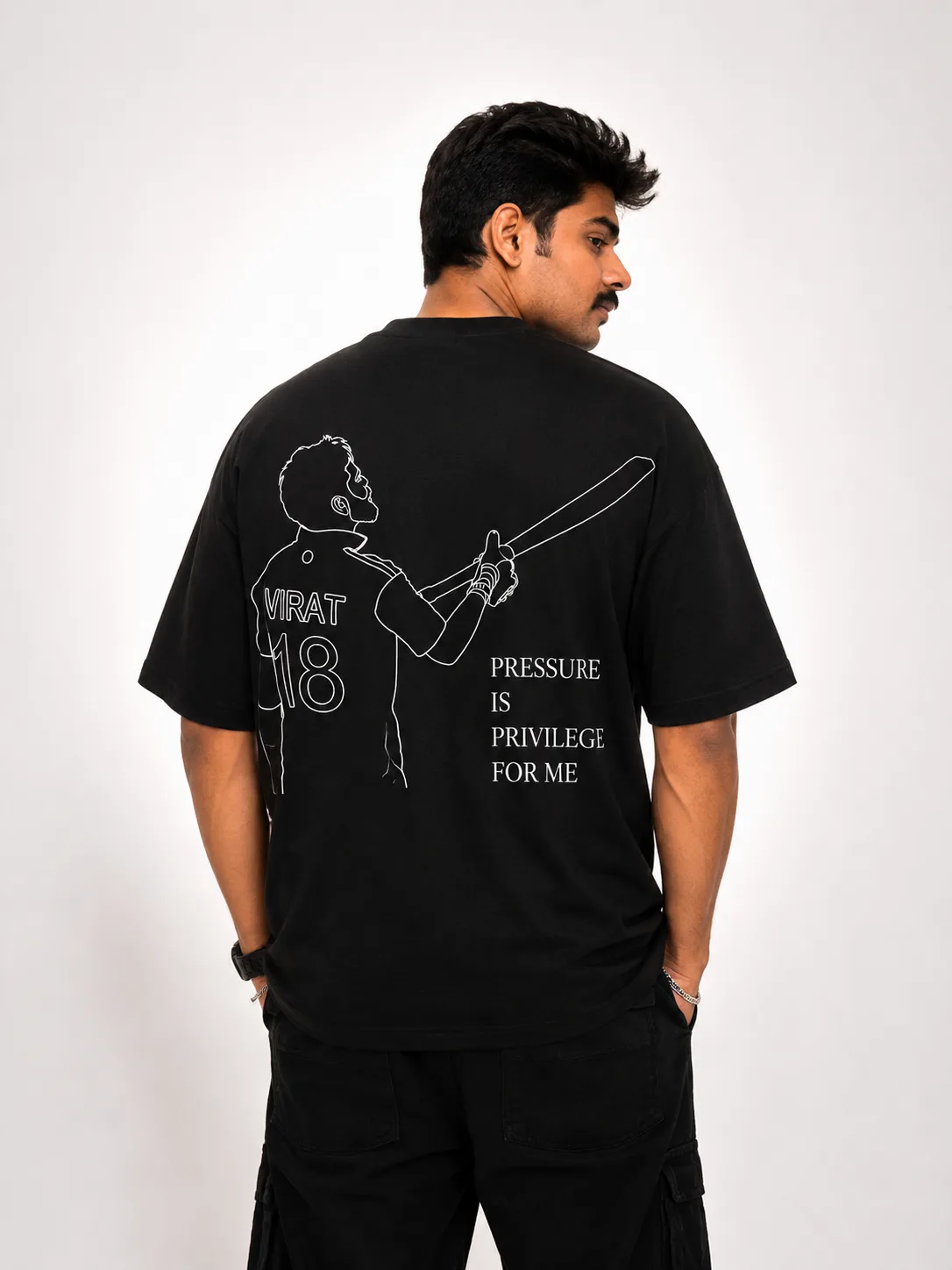 NAwear – Virat 18 Pressure Is Privilege Oversized Black T-Shirt